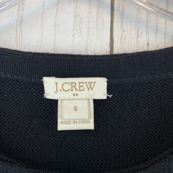 J. Crew Black Merino Wool 3/4 Sleeve Pocket Tunic Sweater C8696 Size Small - Picture 4 of 10